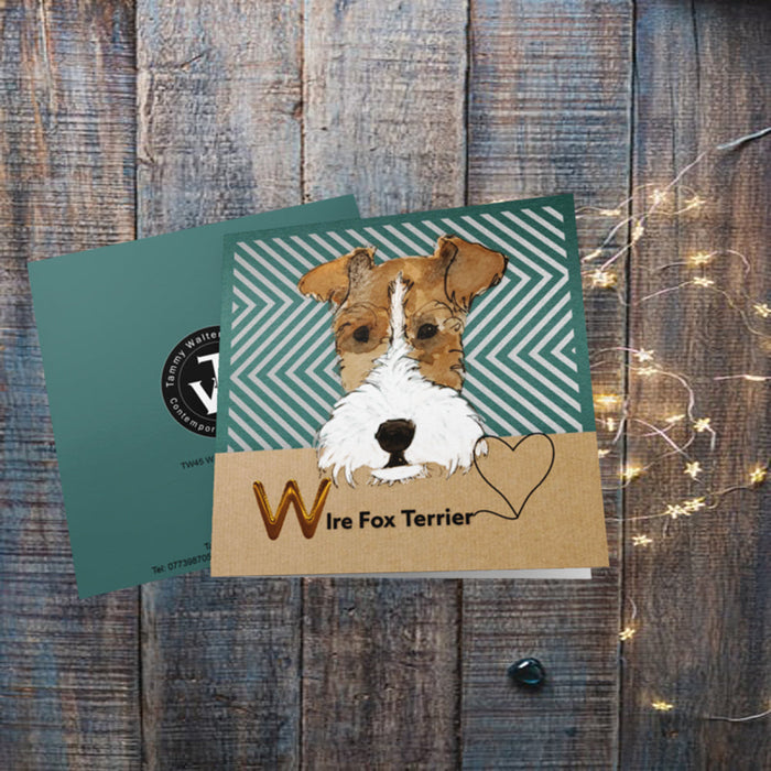 Wire Fox Terrier Vintage Stripe Greetings Card
