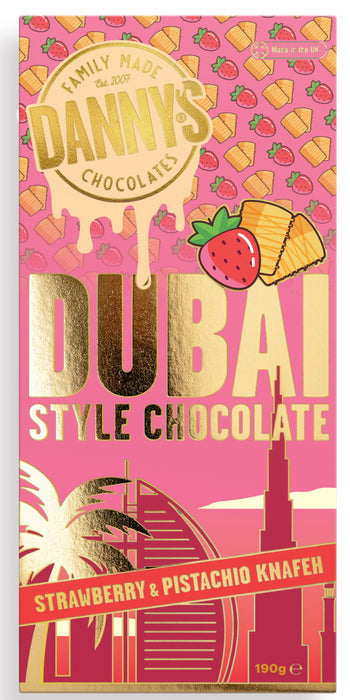 Dubai Strawberry and Pistachio Knafeh 190g Chocolate Bars