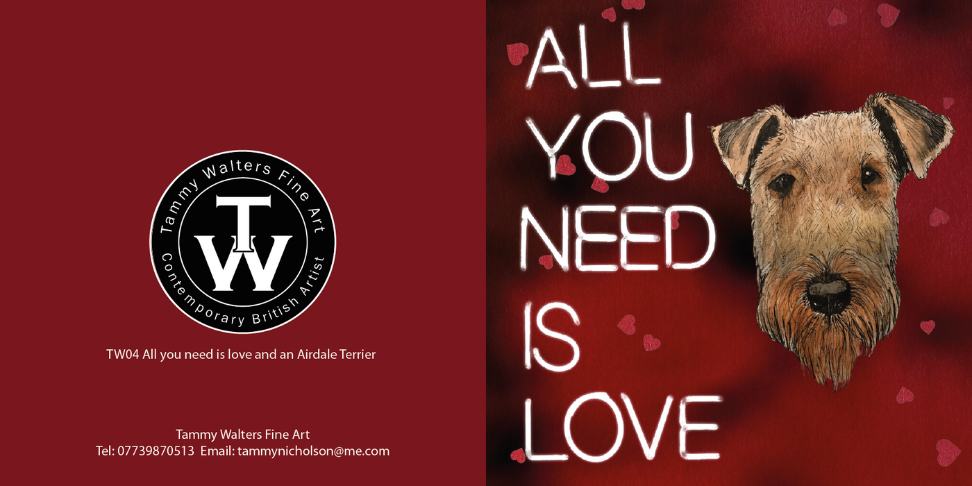 All you need is love Airedale Greeting Card Pack