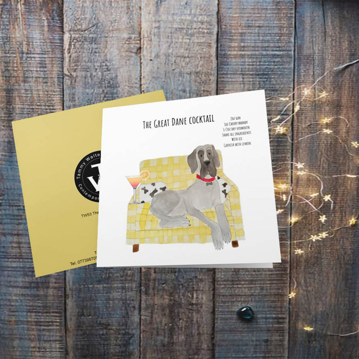 The Great Dane Cocktail Greetings Card